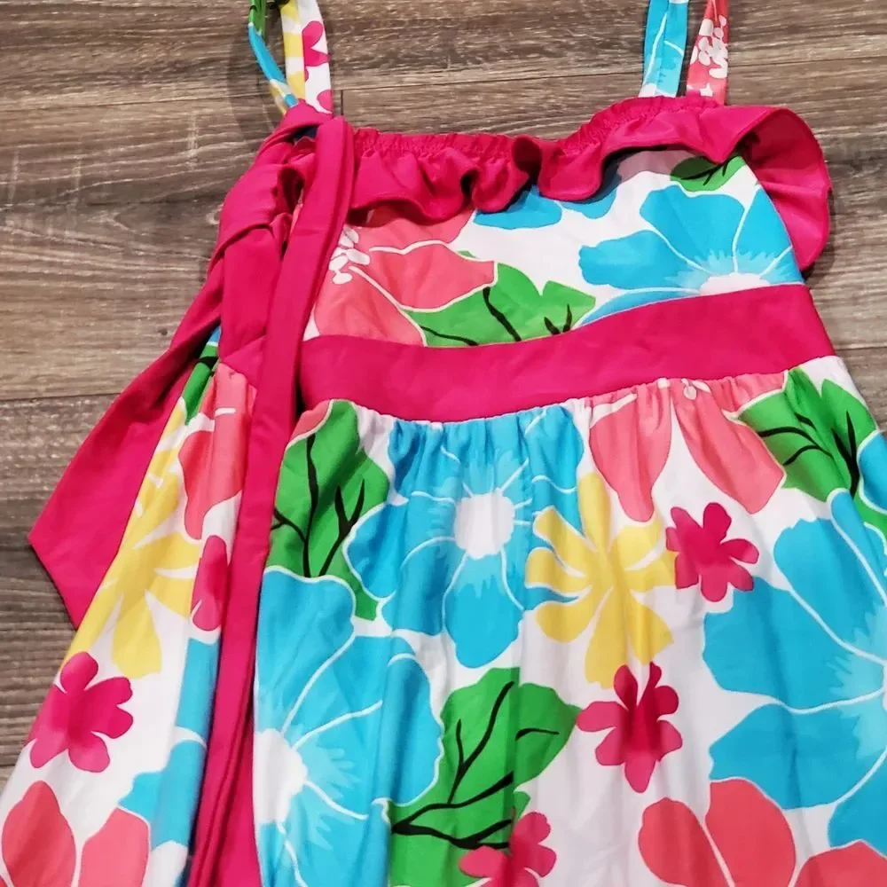 Girls Justice Dress Size 14 Kids Dress with Pink, Blue, and Yellow Floral Design